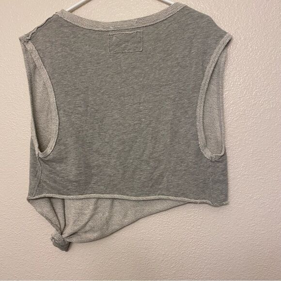 Free People Fresh to Def Pullover front tie crop oversized tank Heather Gray XS - Picture 3 of 8